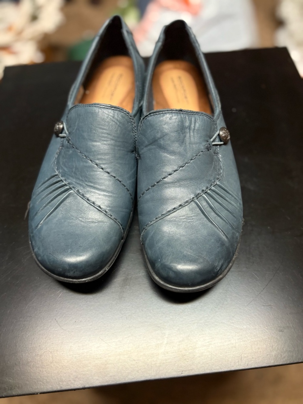 Rockport Teal Leather Slip-On Flats